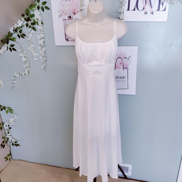 Maxi Dress Solid Gathered Top Spaghetti Straps Back Tie Cute Bow! - Picture 3 of 16